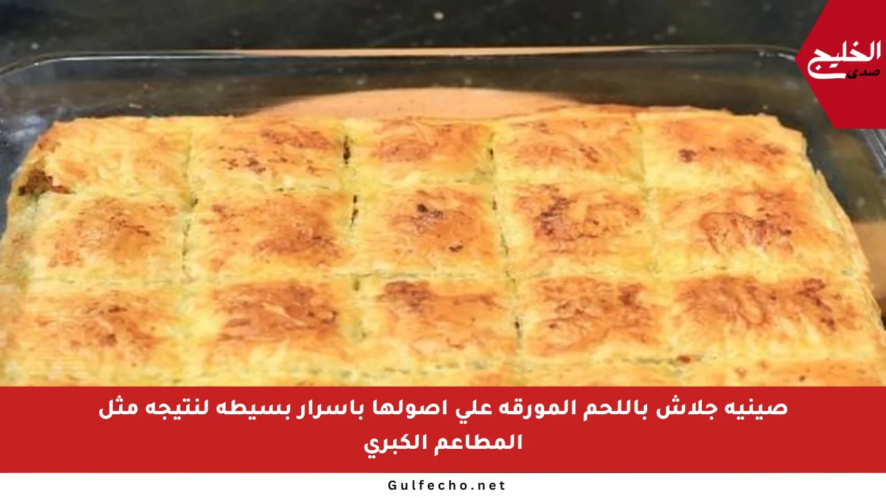 صينية جلاش باللحم المورقة على أصولها بأسرار بسيطة لنتيجة مثل المطاعم الكبرى